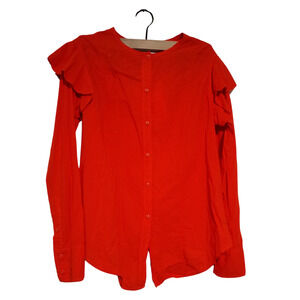 Current/Elliott “The Ashley” Red Button-Up Shirt | Size 0 | 100% Cotton NWT